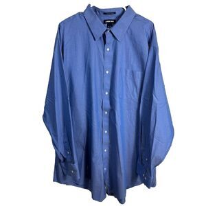 LANDS END LONG‎ SLEEVE SHIRT BLUE SUPIMA NO IRON OXFORD 19-37 T TRADITIONAL FIT